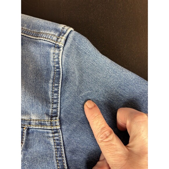 Gap for Good Denim Jacket Blue XL Regular Cropped Trucker Classic Stretch - Picture 9 of 11
